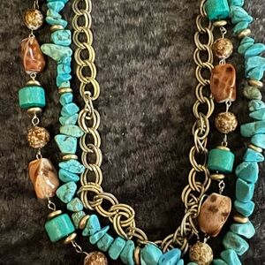 Elegant Turquoise and Gold Necklace